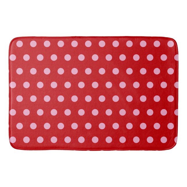 Tapete De Banheiro Pink on Red Polka Dots  (Frente)