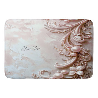 Tapete De Banheiro Pink Ornate Pearl and Floral Bath Mat