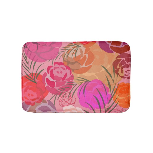 Tapete De Banheiro Pink pattern with flowers and plants (frente)