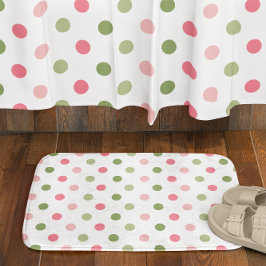 Tapete De Banheiro Pink & Sage Green Polka Dot