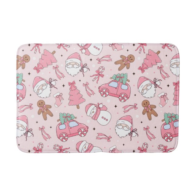 Tapete De Banheiro Pink Santa Christmas Bath Mat (Frente)