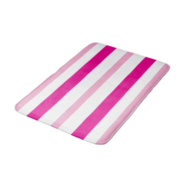 Tapete De Banheiro Pink White Summer Stripes (Angulado)