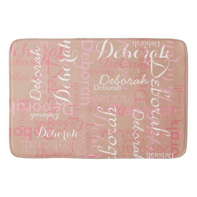 Tapete De Banheiro Pinkish Pink Rosy Name Bath Mat (Frente)