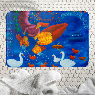 Tapete De Banheiro Pintando os Patos Arte de Pintura Acrílica