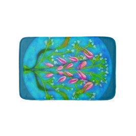 Tapete De Banheiro Pintura Acrílica de Flores de Praia