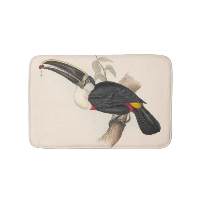 Tapete De Banheiro Pintura Antiquada de Pássaros Toucanos (frente)