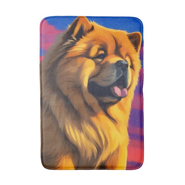 Tapete De Banheiro Pintura Chow Chow (Frente Vertical)