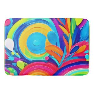 Tapete De Banheiro Pintura Colorida em Círculos Abstrato