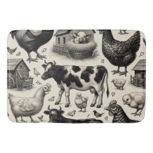 Tapete De Banheiro Pintura De Animais De Exploração