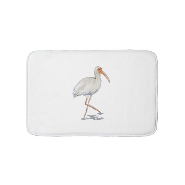 Tapete De Banheiro Pintura de aves costeiras de praia de Ibis White (frente)