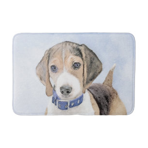 Tapete De Banheiro Pintura de Beagle - Arte de Cão Original Bonita