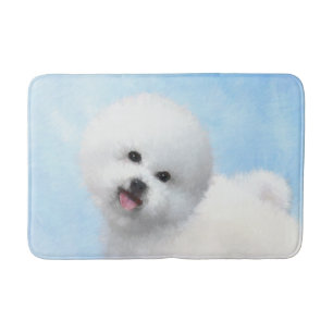 Tapete De Banheiro Pintura de Bichon Frise - Arte de Cachorro Origina