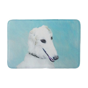 Tapete De Banheiro Pintura de Borzoi (branca) - Arte de Cão Original