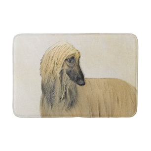 Tapete De Banheiro Pintura De Cães Afegã - Arte De Cachorro Origina