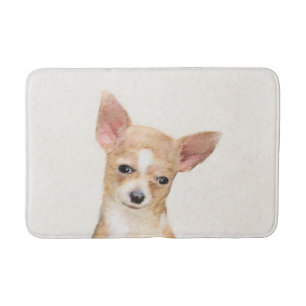 Tapete De Banheiro Pintura de Chihuahua - Arte de Cachorro Original C