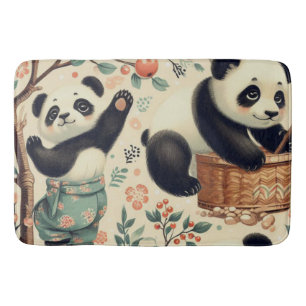 Tapete De Banheiro Pintura de Panda Bonita e Sem Costura