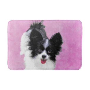 Tapete De Banheiro Pintura de Papillon (Branco e Preto) - Arte Canina