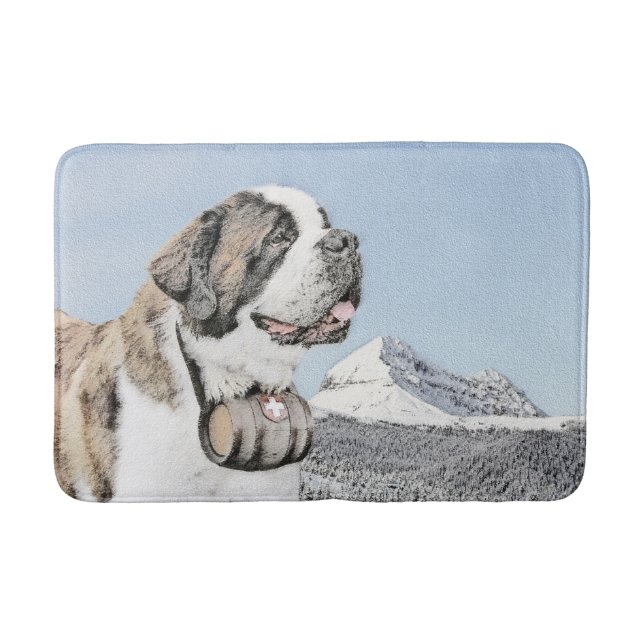 Tapete De Banheiro Pintura de St Bernard - arte original bonito do (Frente)