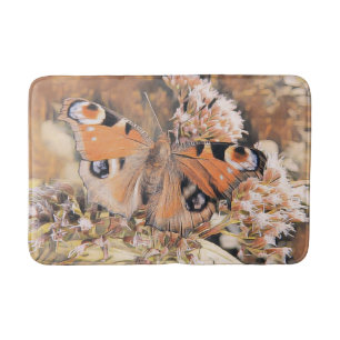 Tapete De Banheiro Pintura de uma borboleta laranja em mães de banho