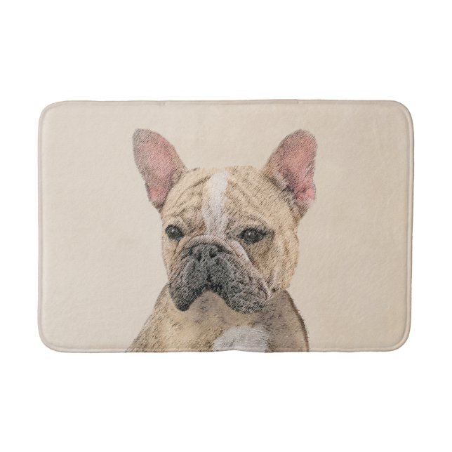 Tapete De Banheiro Pintura em Bulldog Francês (Sable) - Pintura Origi (Frente)