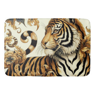 Tapete De Banheiro Pintura em Tigre do Ouro Vintage
