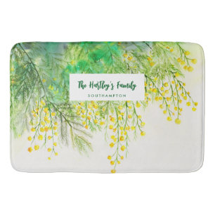 Tapete De Banheiro Pintura Floral de Aquarela Mimosa Amarela