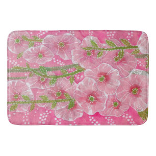 Tapete De Banheiro Pintura Hollyhock Mallow Malva Flower Floral
