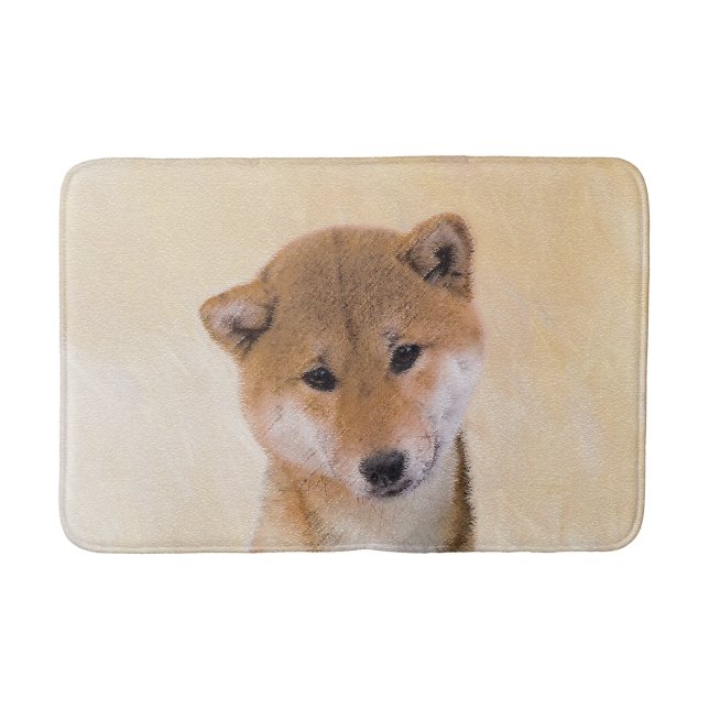 Tapete De Banheiro Pintura (vermelha) de Shiba Inu - arte original do (Frente)