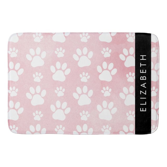Tapete De Banheiro Pinturas De Cães, Patas Brancas, Aquarelas Rosa, S (Frente)