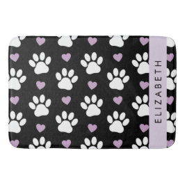 Tapete De Banheiro Pinturas De Cães, Patas Brancas, Corações Lilases,