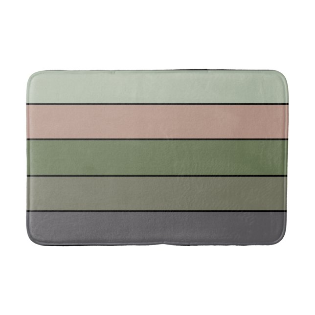 Tapete De Banheiro Pistachio Nut Shell Green Peach Stripes (Frente)