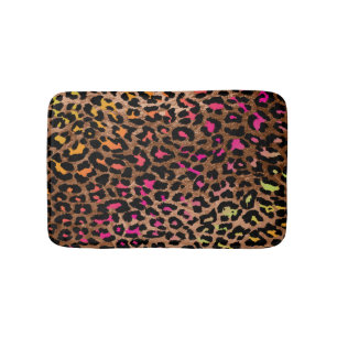 Tapete De Banheiro PixDezines Leopardo/Cores Arco-Íris/Adjustável