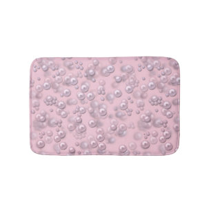 Tapete De Banheiro Placas de pérolas brancas-rosadas em veludo rosa