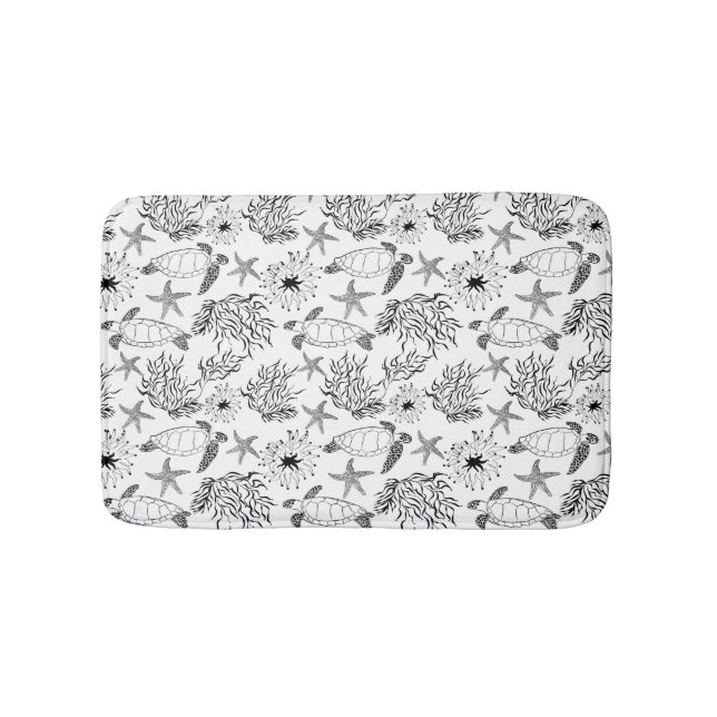 Tapete De Banheiro Plantas de tartaruga oceânica submarina sem água (frente)