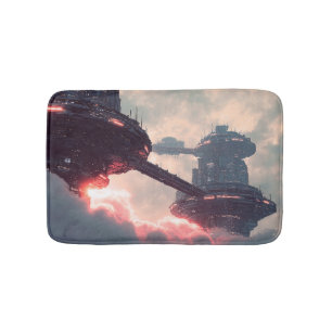 Tapete De Banheiro Plataformas futuristas nas nuvens ao crepúsculo