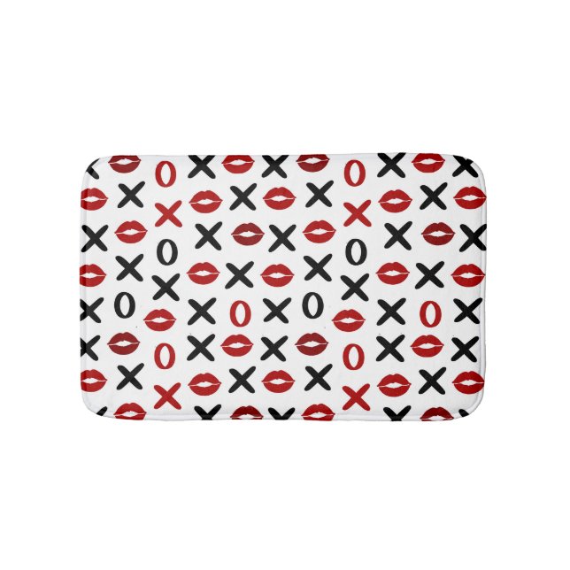Tapete De Banheiro Playful XO & Red Lips Modern Love Pattern (frente)