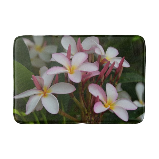 Tapete De Banheiro Plumeria cor-de-rosa e branco (Frente)
