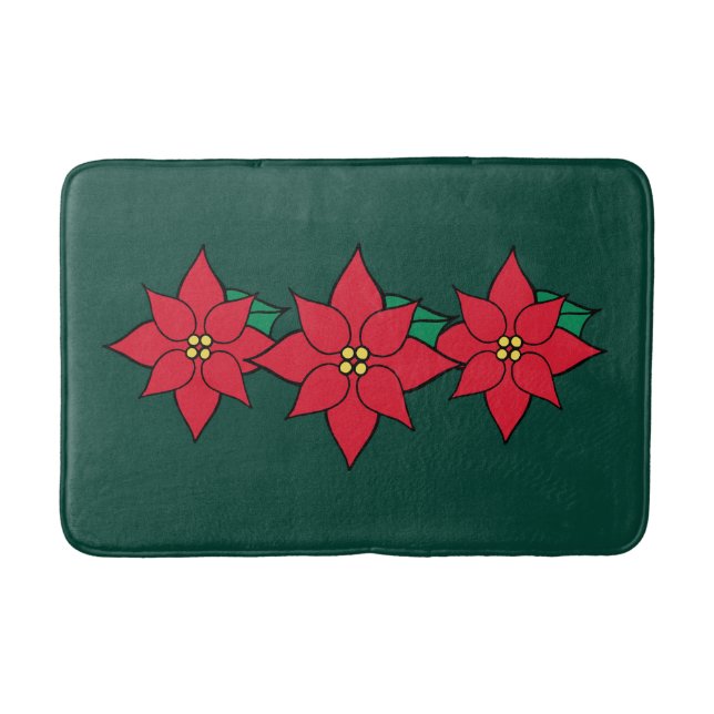 Tapete De Banheiro Poinsettia de Natal Bath Mat Rug (Frente)