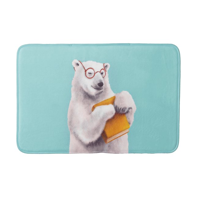 Tapete De Banheiro Polar Bear Book Lover Nerdy (Frente)