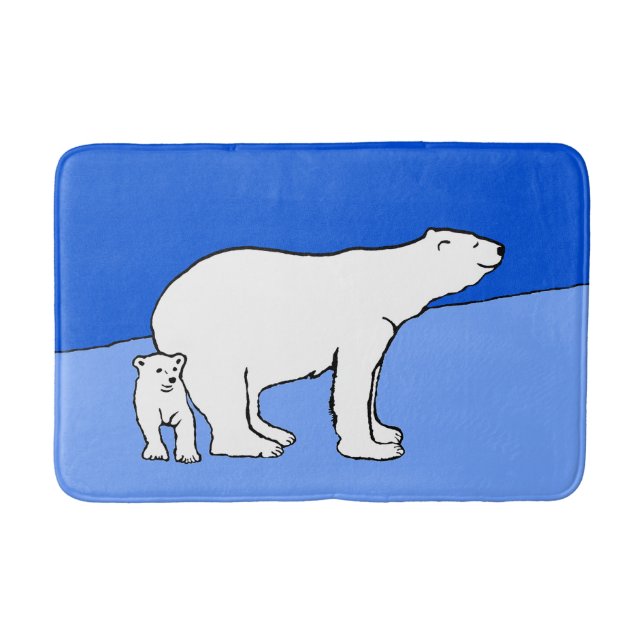 Tapete De Banheiro Polar Bear Mãe e Pintura em Cubo - Arte Selvagem (Frente)