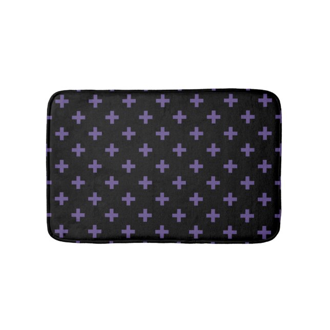 Tapete De Banheiro Polka ultravioleta cruza em preto (frente)