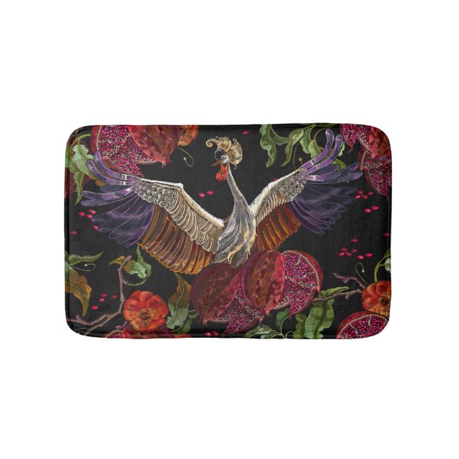 Tapete De Banheiro Pomegranate Crane Rosas: Arte bordada (frente)