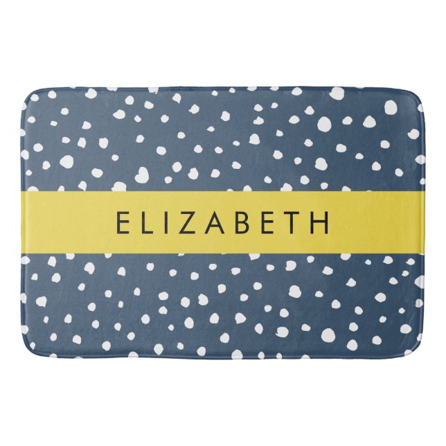 Tapete De Banheiro Pontos Dalmáticos Azuis marinhos, Pontos, Pontos,  (Frente)