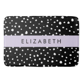 Tapete De Banheiro Pontos Dalmáticos, Pontos, Preto e Branco, Seu Nom