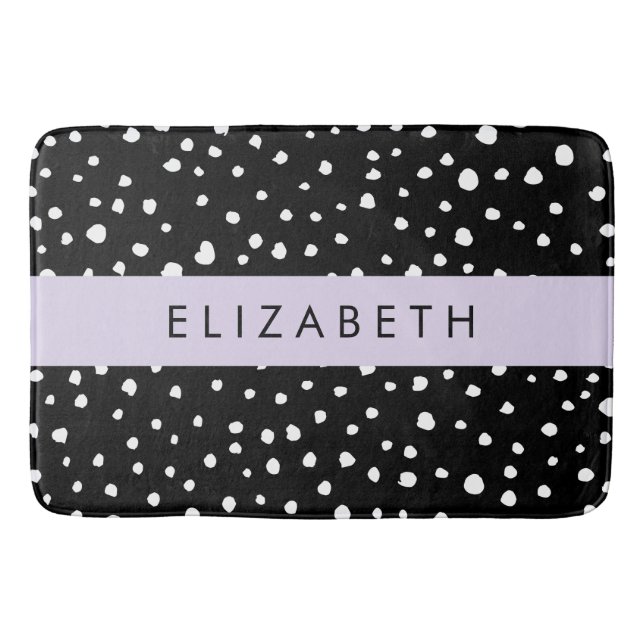 Tapete De Banheiro Pontos Dalmáticos, Pontos, Preto e Branco, Seu Nom (Frente)