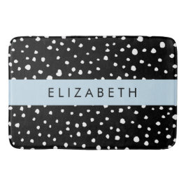 Tapete De Banheiro Pontos Dalmáticos, Pontos, Preto e Branco, Seu Nom