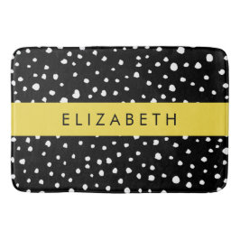 Tapete De Banheiro Pontos Dalmáticos, Pontos, Preto e Branco, Seu Nom