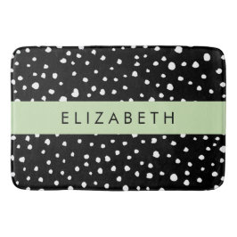 Tapete De Banheiro Pontos Dalmáticos, Pontos, Preto e Branco, Seu Nom