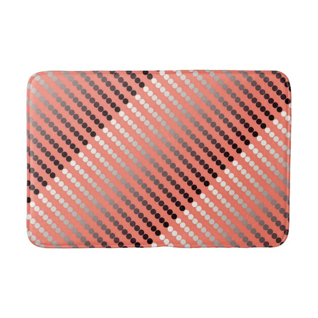 Tapete De Banheiro Pontos do cetim - coral e peltre (Frente)