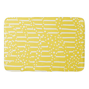 Tapete De Banheiro Pontos e tiras 2 - Amarelo e Branco-limão